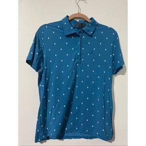 G/Fore blue skull crossbones short sleeve polo shirt L